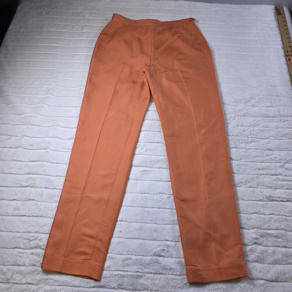 Ralph Lauren Purple Label Bobynn Silk Shantung Pants Womens 8 Orange $1290